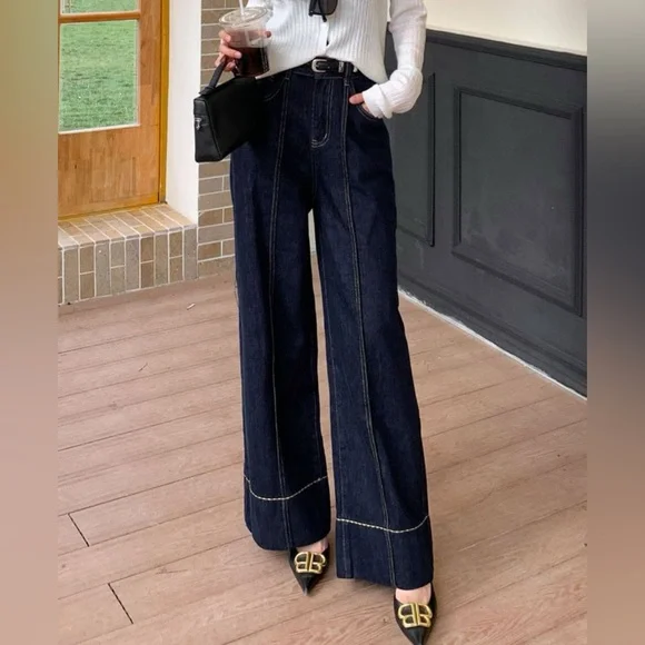 Commense Dark Blue Flare Jeans - Picture 1 of 3